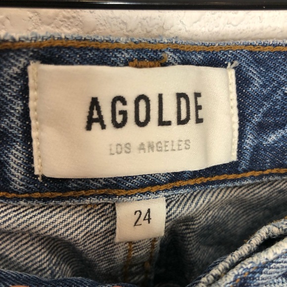 Agolde Ripley Straight Leg Jeans in Forfeit Blue Denim Jean Size 24 Revolve - Picture 7 of 16